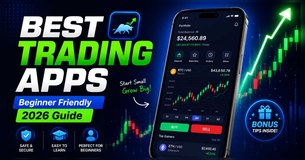 Best trading app for beginners with mobile trading platform interface and candlestick charts