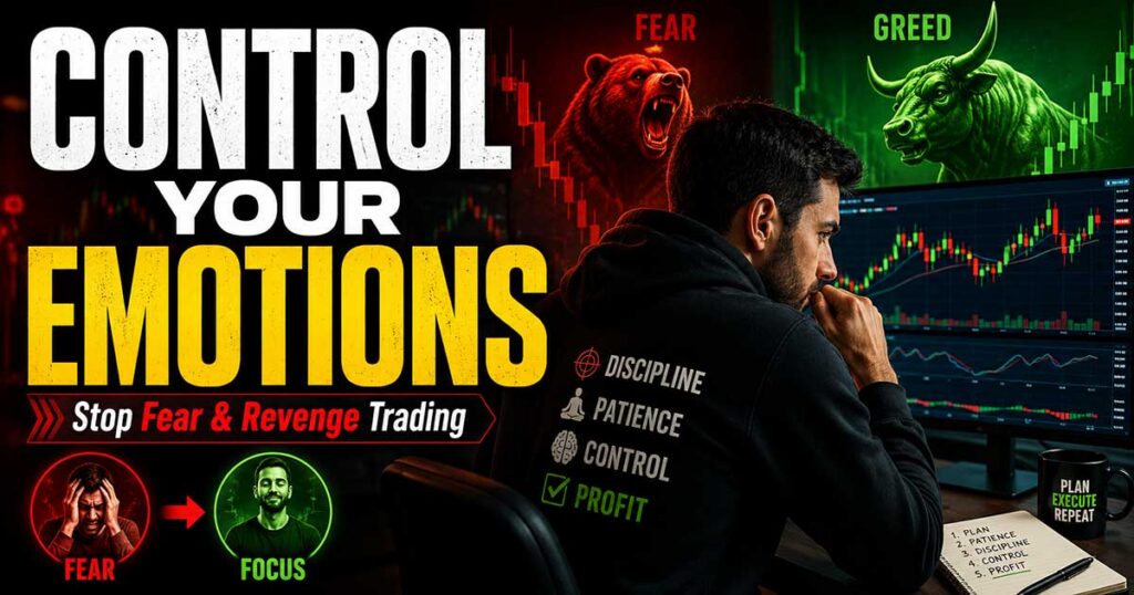 Trader learning to control trading emotions while analyzing candlestick charts