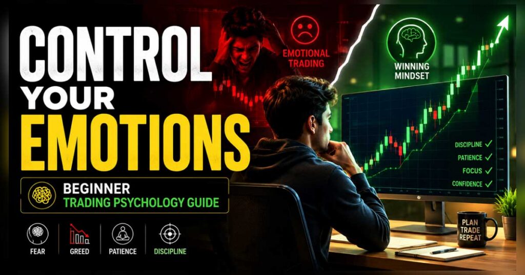 Trading psychology guide for beginners showing emotional trading mindset and discipline