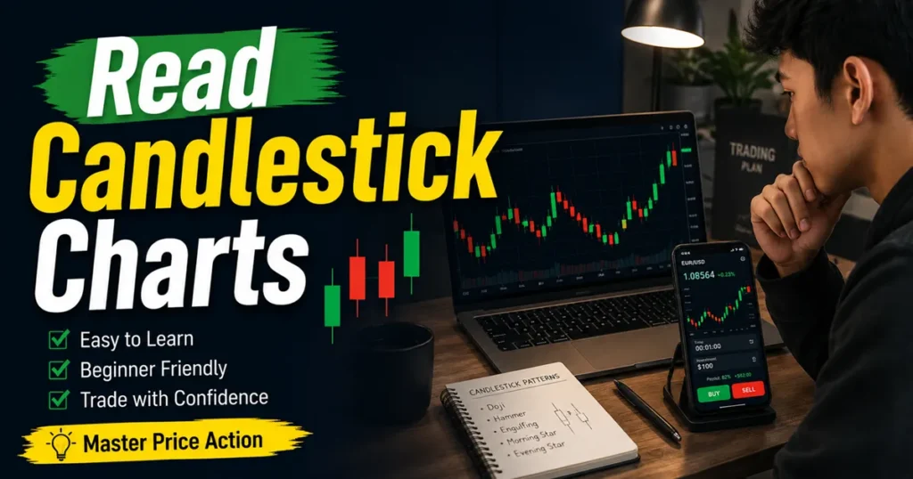 Beginner learning how to read candlestick charts