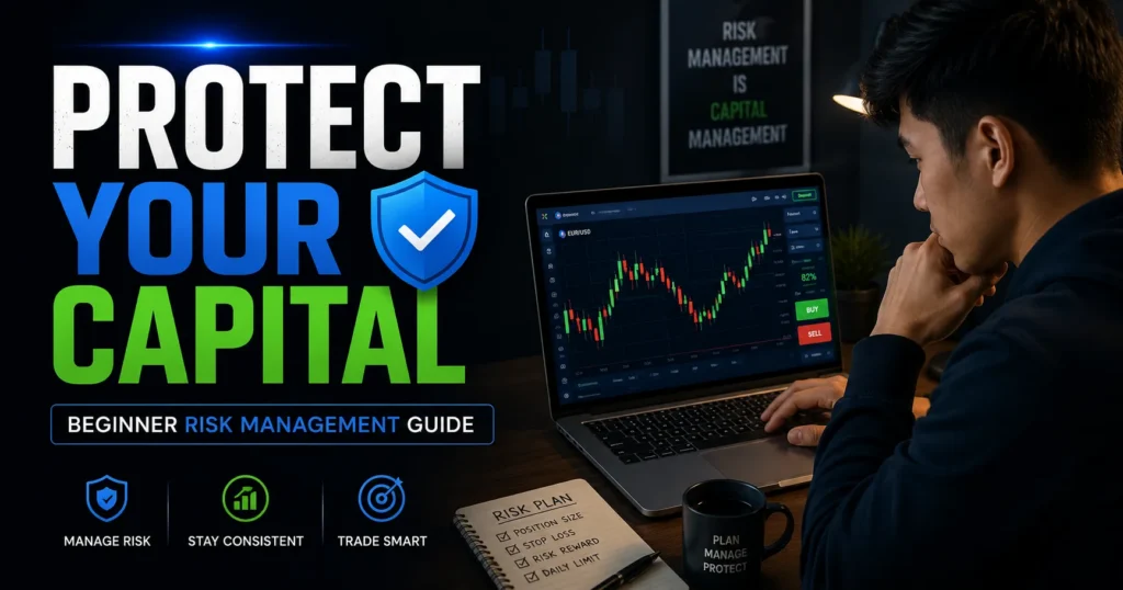 Trading Risk Management guide thumbnail for beginners.