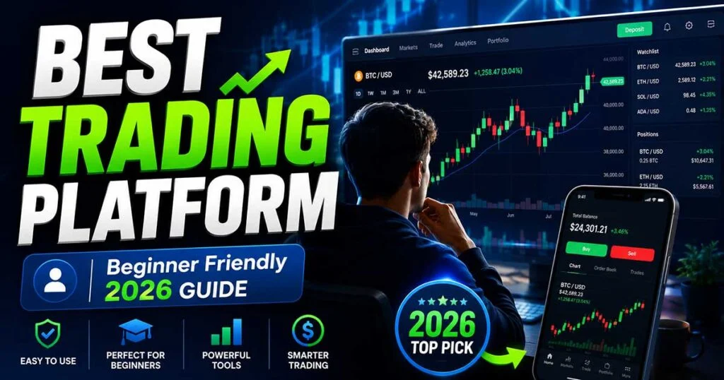 Best trading platform for beginners in 2026 with online trading dashboard and candlestick charts