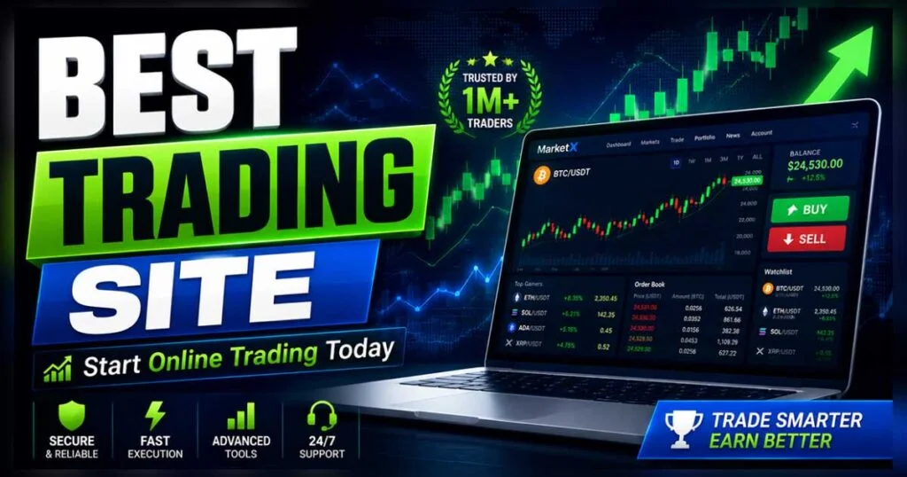 Best trading site for online trading beginners with modern investment platform dashboard